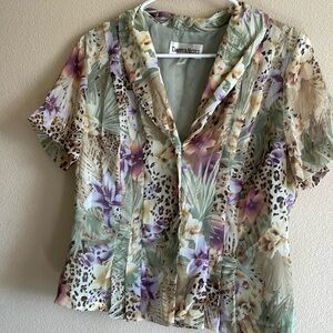 Danny‎ & Nicole Safari Print Dressy Blouse